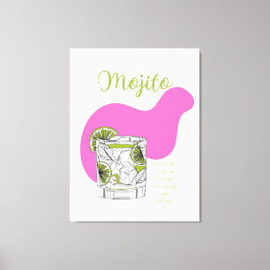 Mojito Recipe Wall Art Print, Cocktail Home Decor