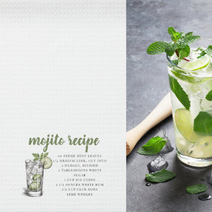 Mojito Recipe with Drink Illustration Kitchen Towel