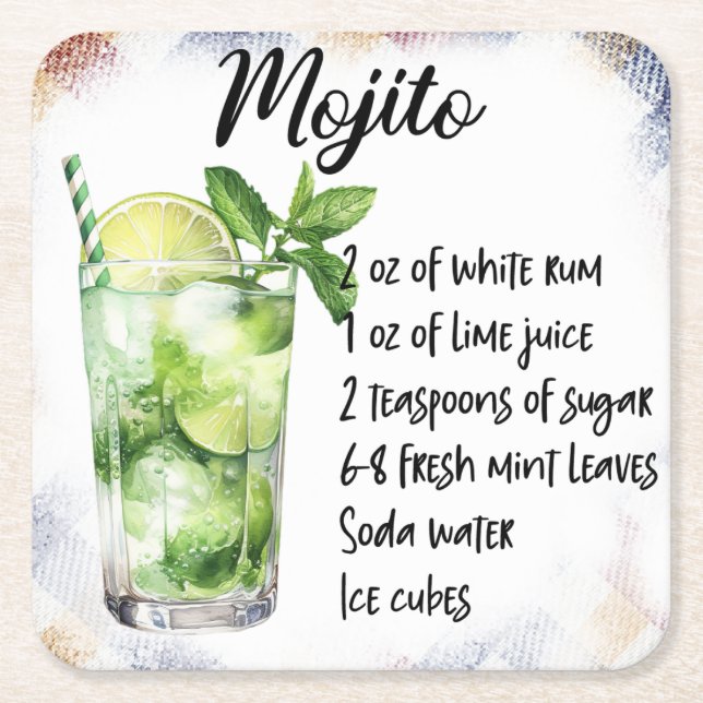 Mojito Square Paper Coaster (Front)