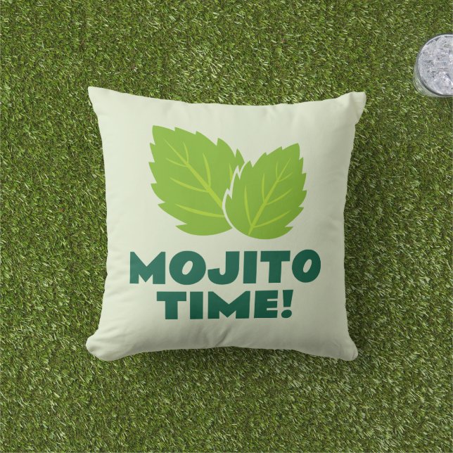 Mojito Time! fun outdoor pillow for cocktail lover (Grass)