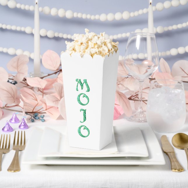 Mojo green white popcorn boxes (Wedding)