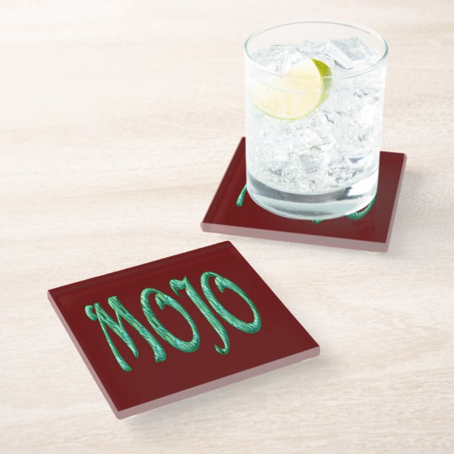 Mojo red glass coaster (Angled)