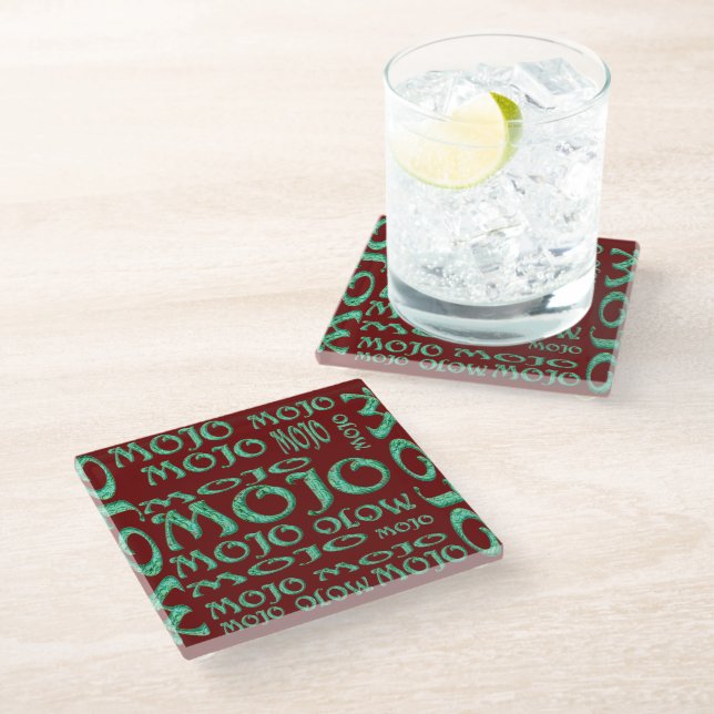 Mojo red glass coaster (Angled)