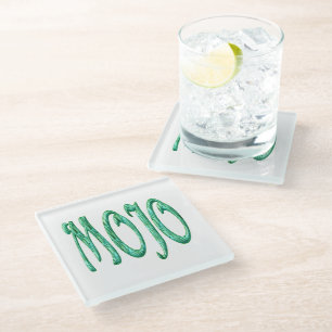 Mojo white glass coaster