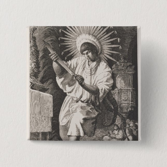 Mojos Indian 2 Inch Square Button (Front)