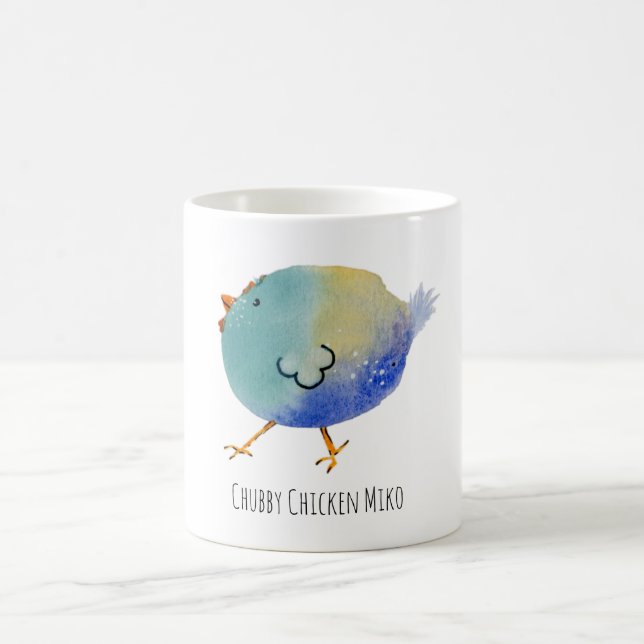Mok, Chubby Chicken Miko, colorfull, funny, bird Coffee Mug (Center)