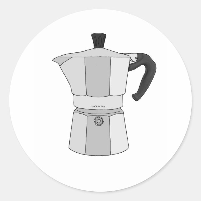Moka coffee pot classic round sticker (Front)