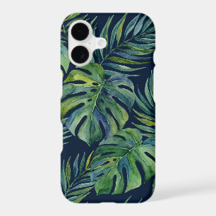 Moku Island Aquarelle Hawaïenne Monstera - Navy