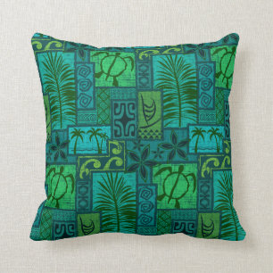 Moku Malihini blue Throw Pillow