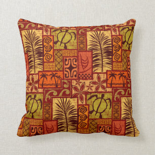 Moku Malihini red Throw Pillow