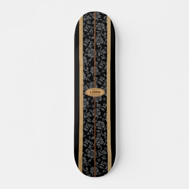 Mokuleia Customizable Vintage Surf Faux Wood Skateboard (Front)