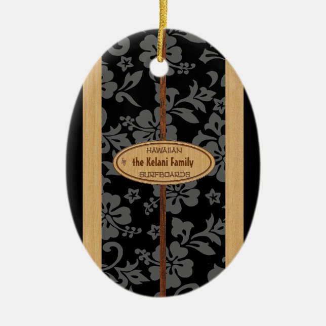 Mokuleia Customizable Vintage Surfboard Ornament (Front)