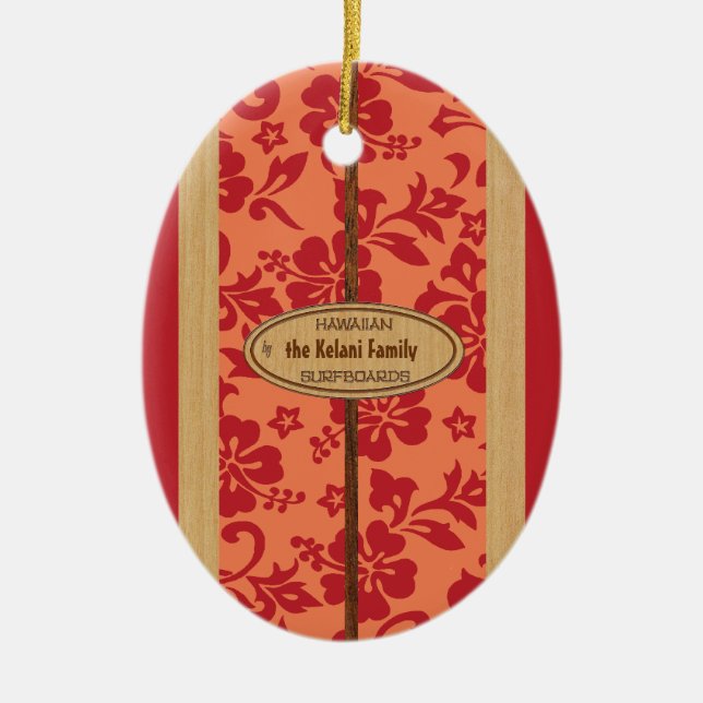 Mokuleia Customizable Vintage Surfboard Ornament (Front)