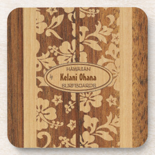 Mokuleia Surfboard Customizable Tiki Bar Coasters