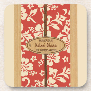 Mokuleia Surfboard Customizable Tiki Bar Coasters