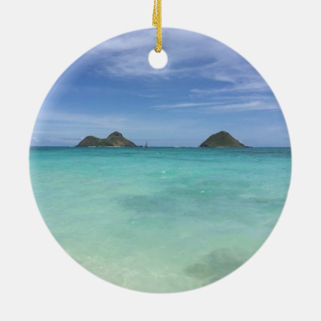  Mokulua Islands, Kailua Oahu Ceramic Ornament (Back)