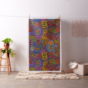 Mola Mystical Birds - Red Blue Green Ivory Blue Fabric
