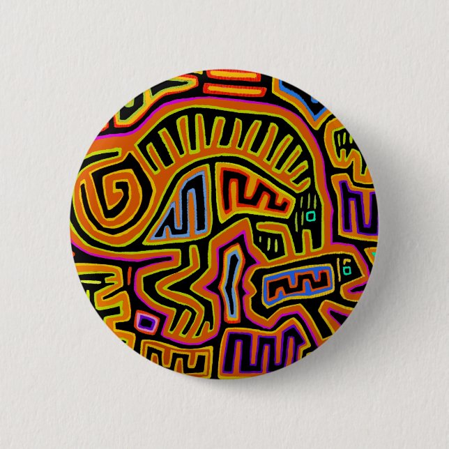 Mola Shaman Peyote Visions 2 Inch Round Button (Front)