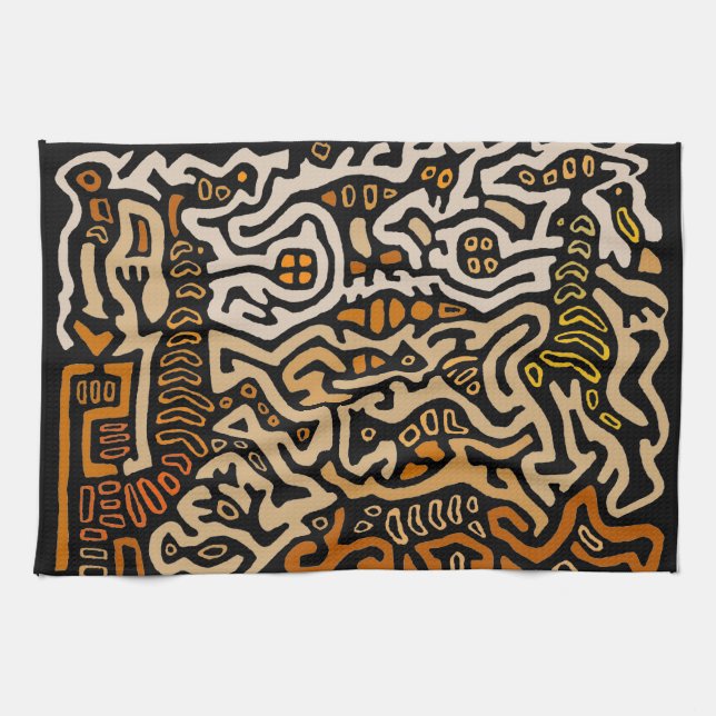 Mola Spirit Souls Dance Kitchen Towel (Horizontal)
