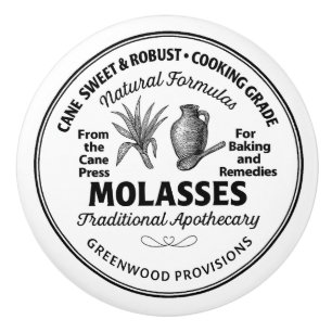 Molasses Label Vintage Typography Ceramic Knob