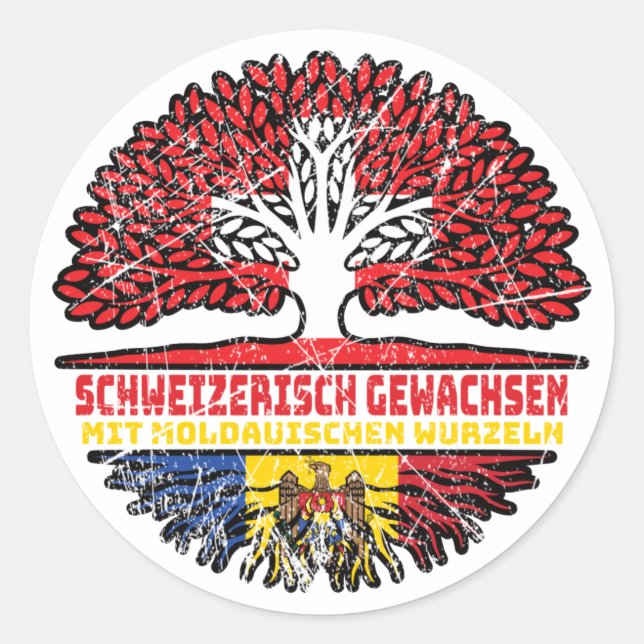 Moldau Moldauisch Schweizer Schweiz Baum Wurzel Classic Round Sticker (Front)