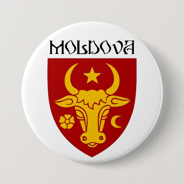 Moldavian coat of arms 3 inch round button (Front)