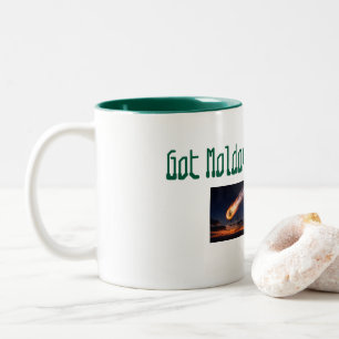 Moldavite Tektite Coffee mug. celestial Mystical Two-Tone Coffee Mug