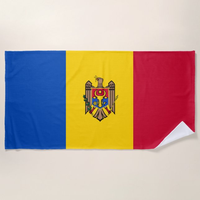 Moldova Flag Beach Towel (Front)