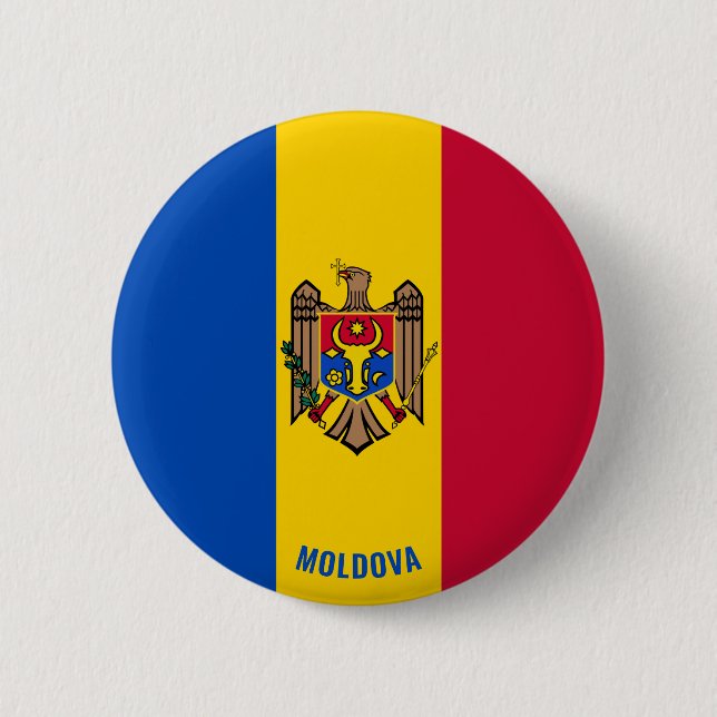 Moldova Flag Cute Patriotic 2 Inch Round Button (Front)