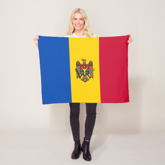 Moldova Flag Fleece Blanket (In Situ)
