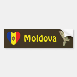 Moldova Flag Heart + Map Bumper Sticker