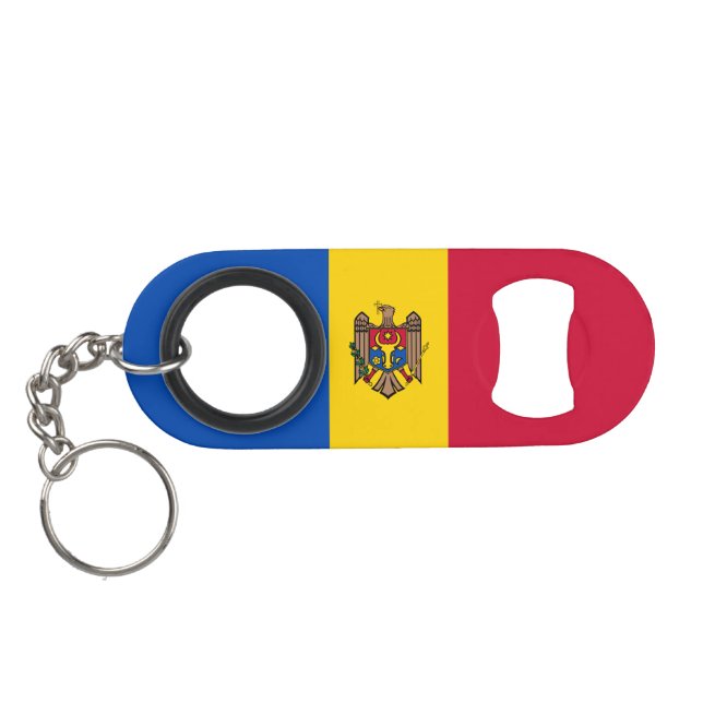 Moldova Flag Keychain Bottle Opener (Back Horizontal)