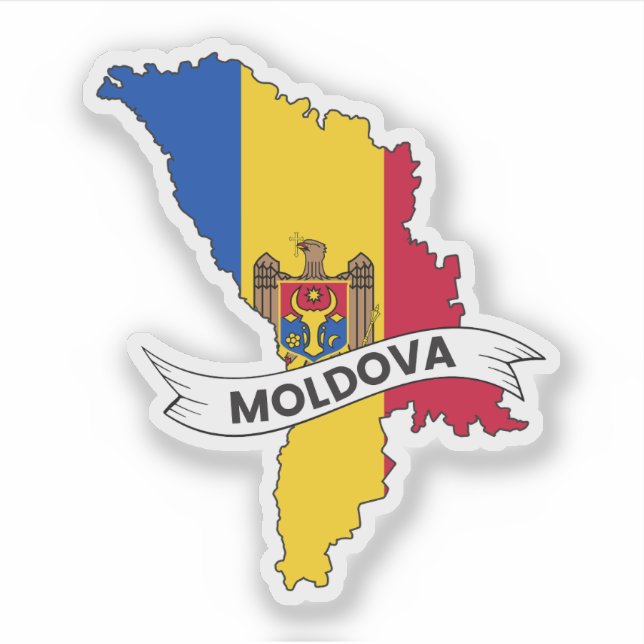 Moldova Flag Map (Front)