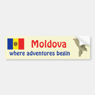Moldova Flag + Map Bumper Sticker