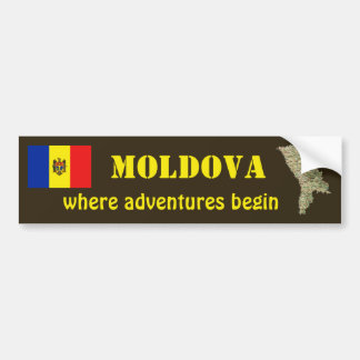 Moldova Flag + Map Bumper Sticker