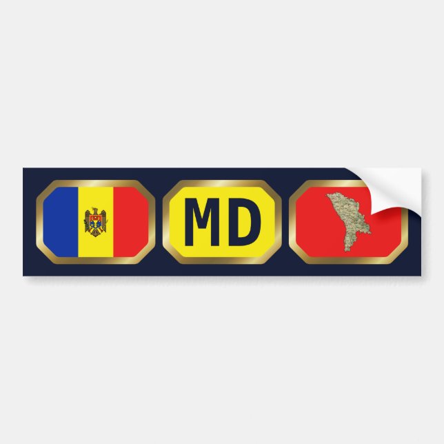 Moldova Flag Map Code Bumper Sticker (Front)