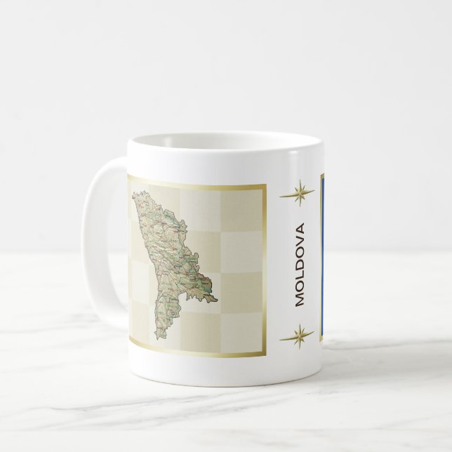 Moldova Flag + Map Mug (Front Left)