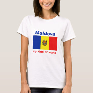 Moldova Flag + Map + Text T-Shirt
