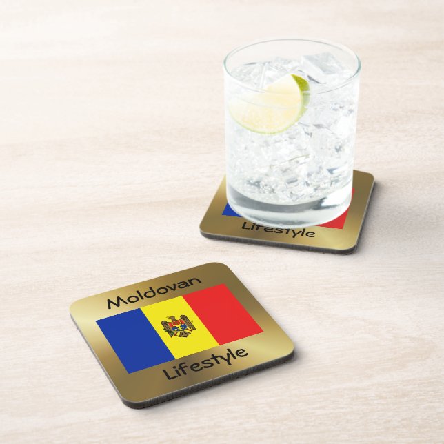 Moldova Flag+Text Coaster (Right Side)