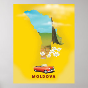 Moldova Map illustrated travel poster