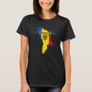 Moldova Map With Heartbeat Vintage Flag Moldova T-Shirt