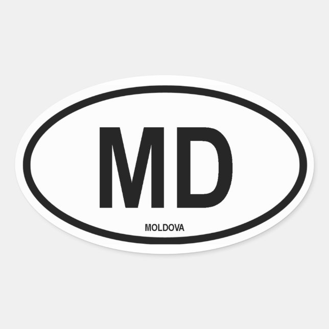Moldova "MD" Oval Sticker (Front)