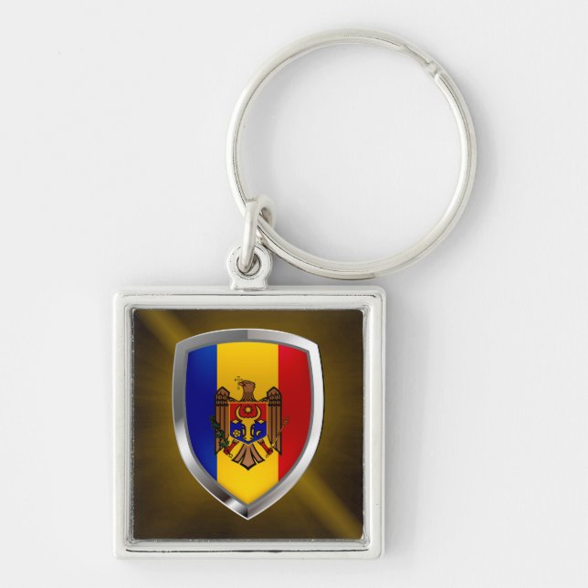 Moldova Metallic Emblem Keychain (Front)