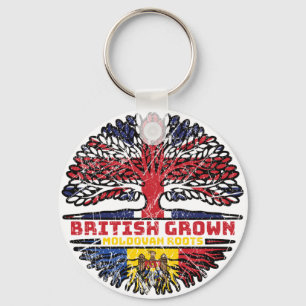 Moldova Moldovan Uk United Kingdom British Tree Keychain
