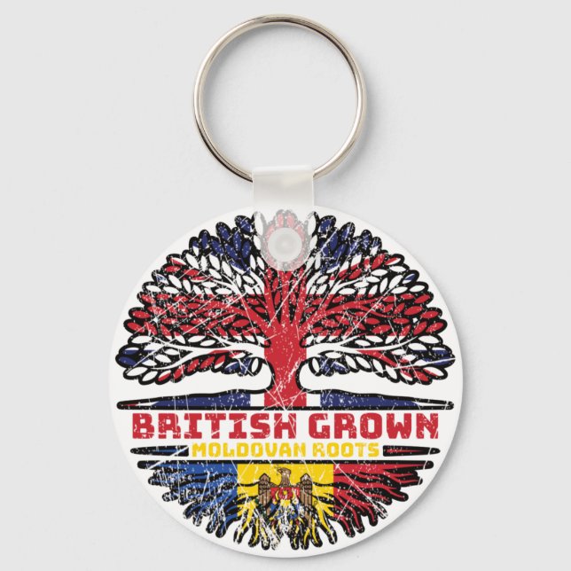 Moldova Moldovan Uk United Kingdom British Tree Keychain (Front)