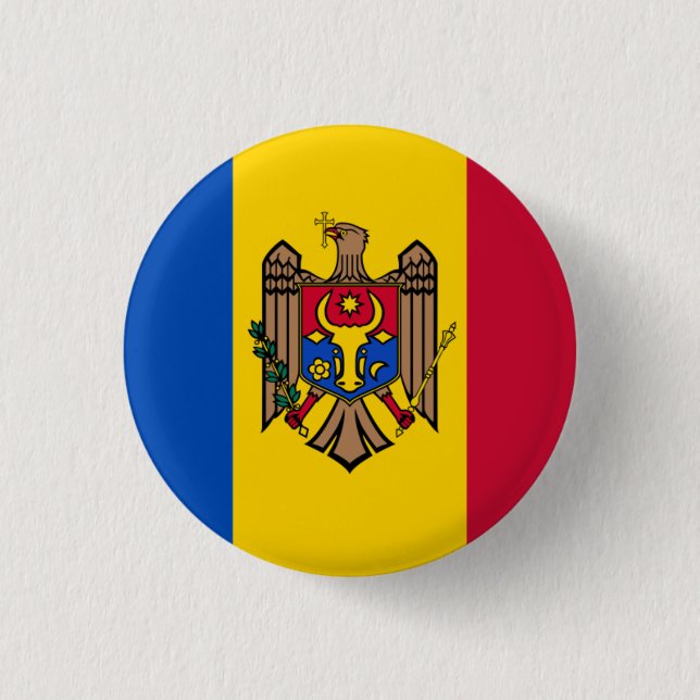 Moldova National Flag 1 Inch Round Button (Front)