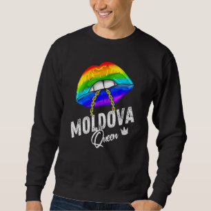 Moldova Queen Lgbtq Gay Pride Flag Lips Rainbow Me Sweatshirt