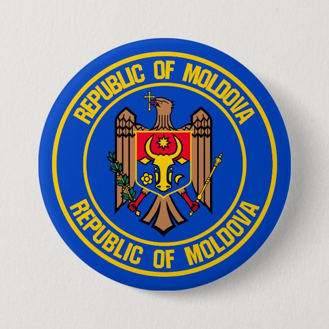 Moldova Round Emblem 3 Inch Round Button (Front)