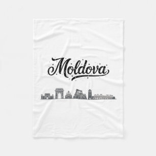 Moldova Skyline Travel Vacation Outfits Fleece Blanket