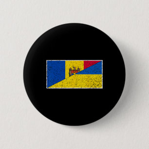 Moldova Ukraine Flag Moldovan Ukrainian Pride Nati 2 Inch Round Button